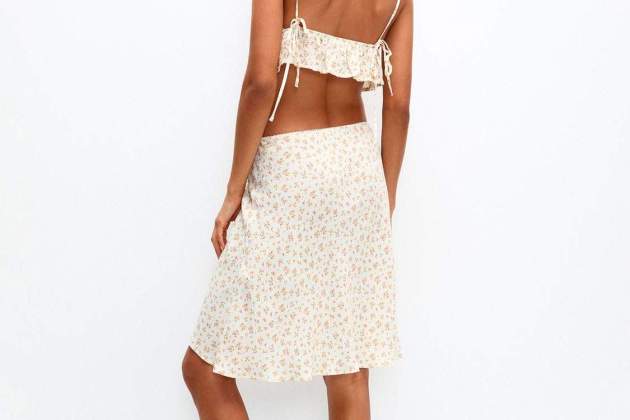 Falda midi flores Falda midi flores