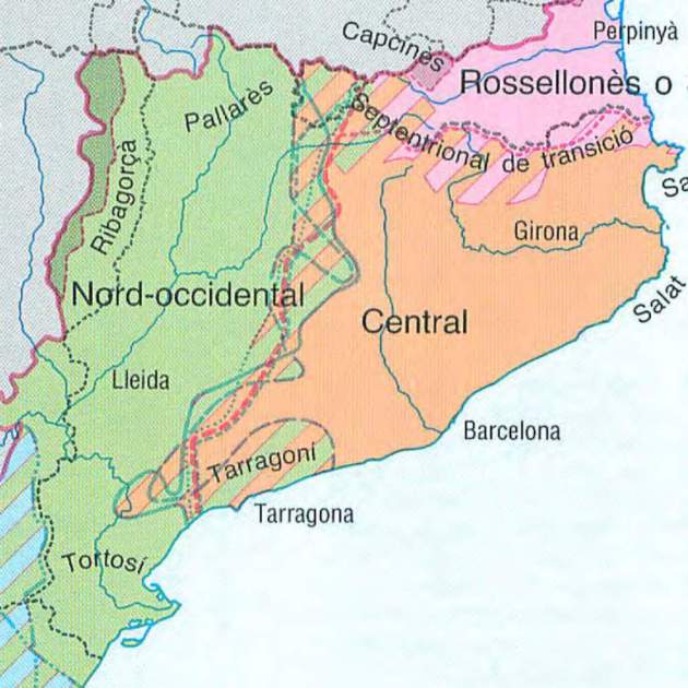 Mapa de la divisió dialectal del català al Principat de Catalunya. Font Institut d'Estudis Catalans Mapa de la divisió dialectal del català al Principat de Catalunya. Font Institut d'Estudis Catalans