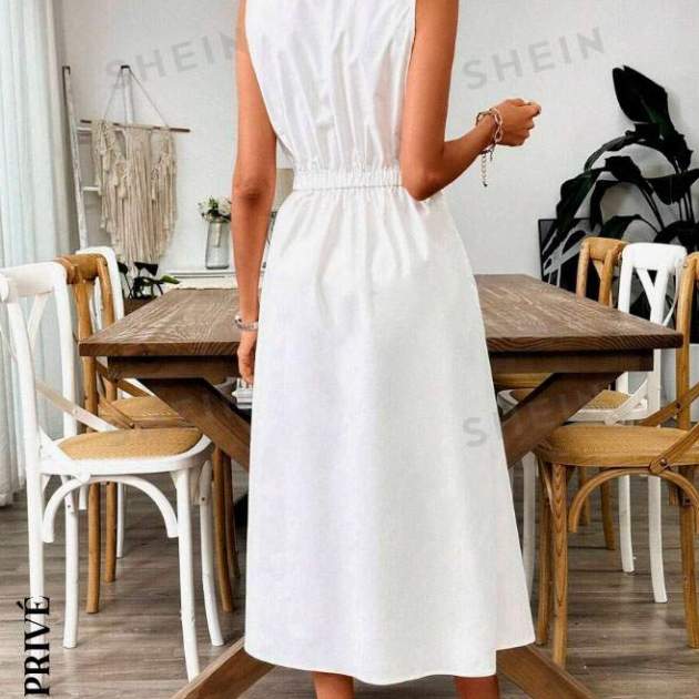 Vestit sense mànigues|mangues|mànegues d'estiu amb coll de camisa Privé Vestit sense mànigues|mangues|mànegues d'estiu amb coll de camisa Privé