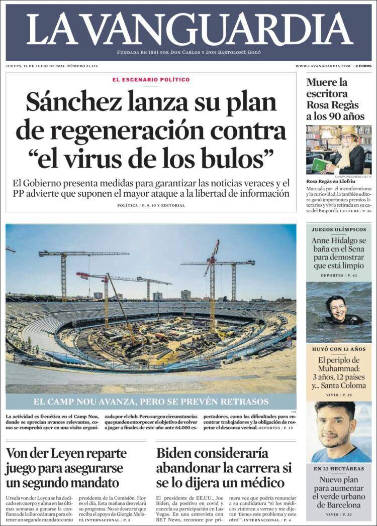 Portada 'La Vanguardia' Portada 'La Vanguardia'