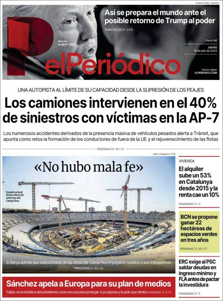 Portada 'El Periódico' Portada 'El Periódico'