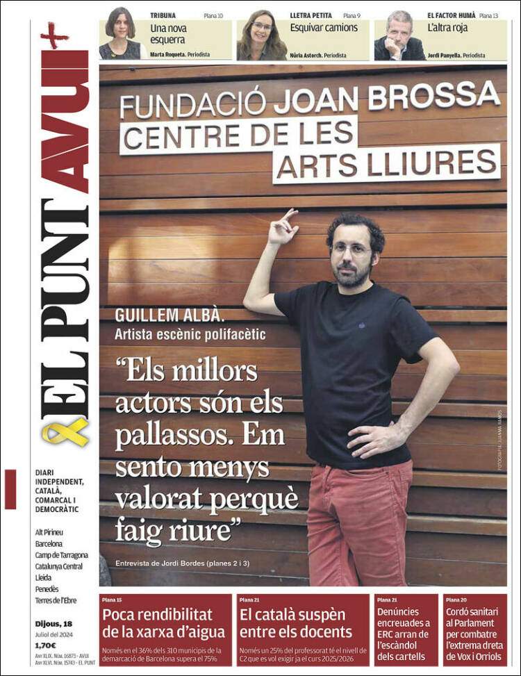 Portada 'El Punt Avui' Portada 'El Punt Avui'