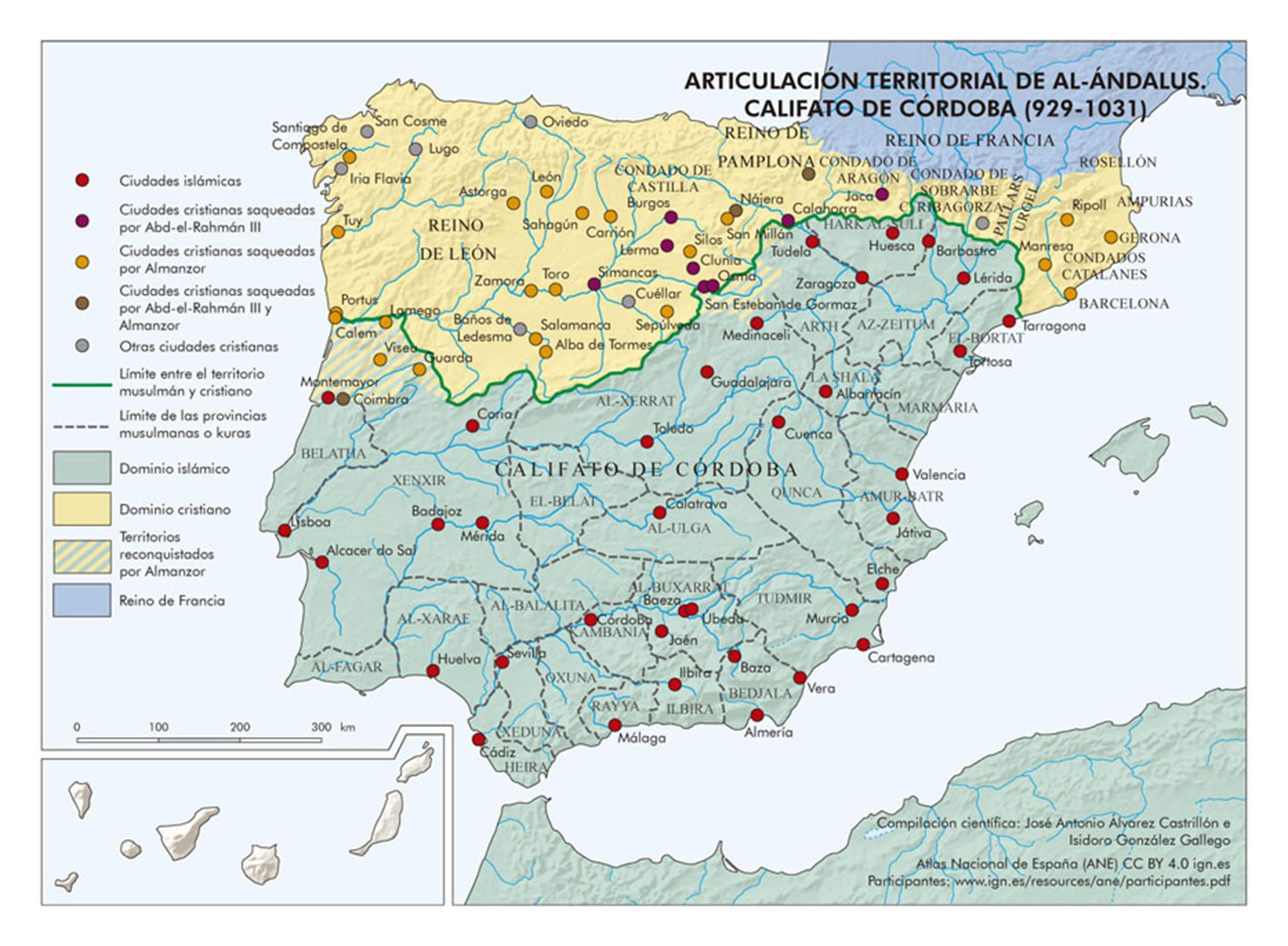 Mapa del califat de Córdova. Font IGN Mapa del califat de Córdova. Font IGN