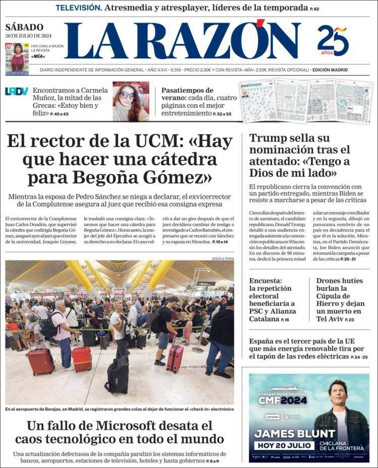 Portada 'La Razón' Portada 'La Razón'