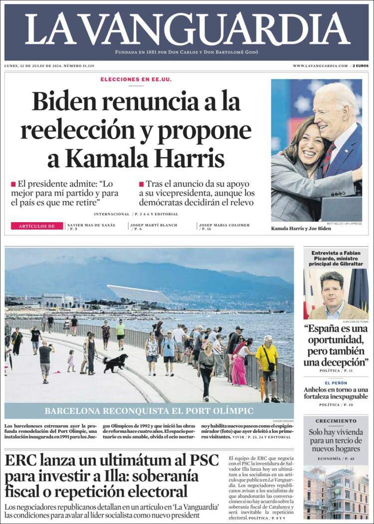 Portada 'La Vanguardia' Portada 'La Vanguardia'