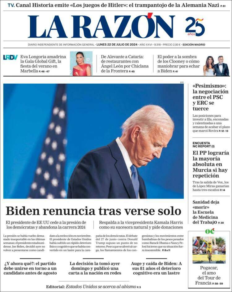 Portada 'La Razón' Portada 'La Razón'
