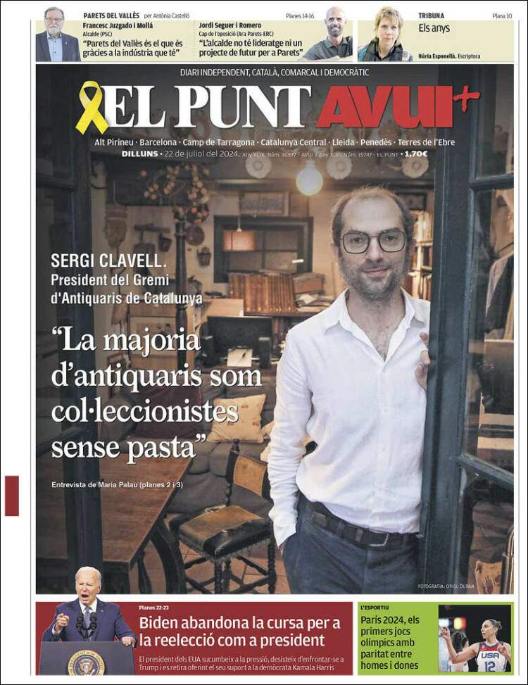 Portada 'El Punt Avui' Portada 'El Punt Avui'