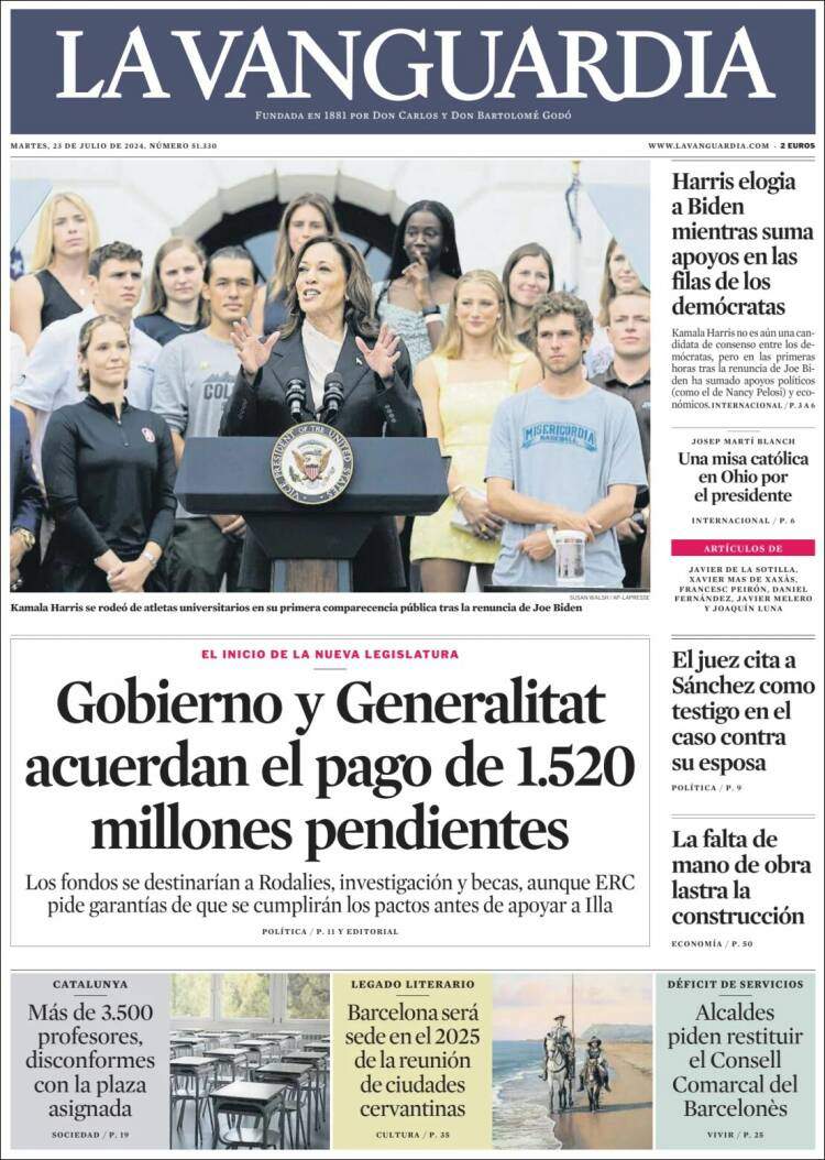 Portada 'La Vanguardia' Portada 'La Vanguardia'