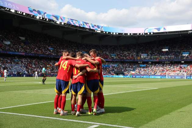 La Selección española celebrando un gol a los Juegos Olímpicos de París / Foto: EFE La Selección española celebrando un gol a los Juegos Olímpicos de París / Foto: EFE