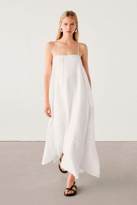 Vestido midi asimétrico mezcla lino1