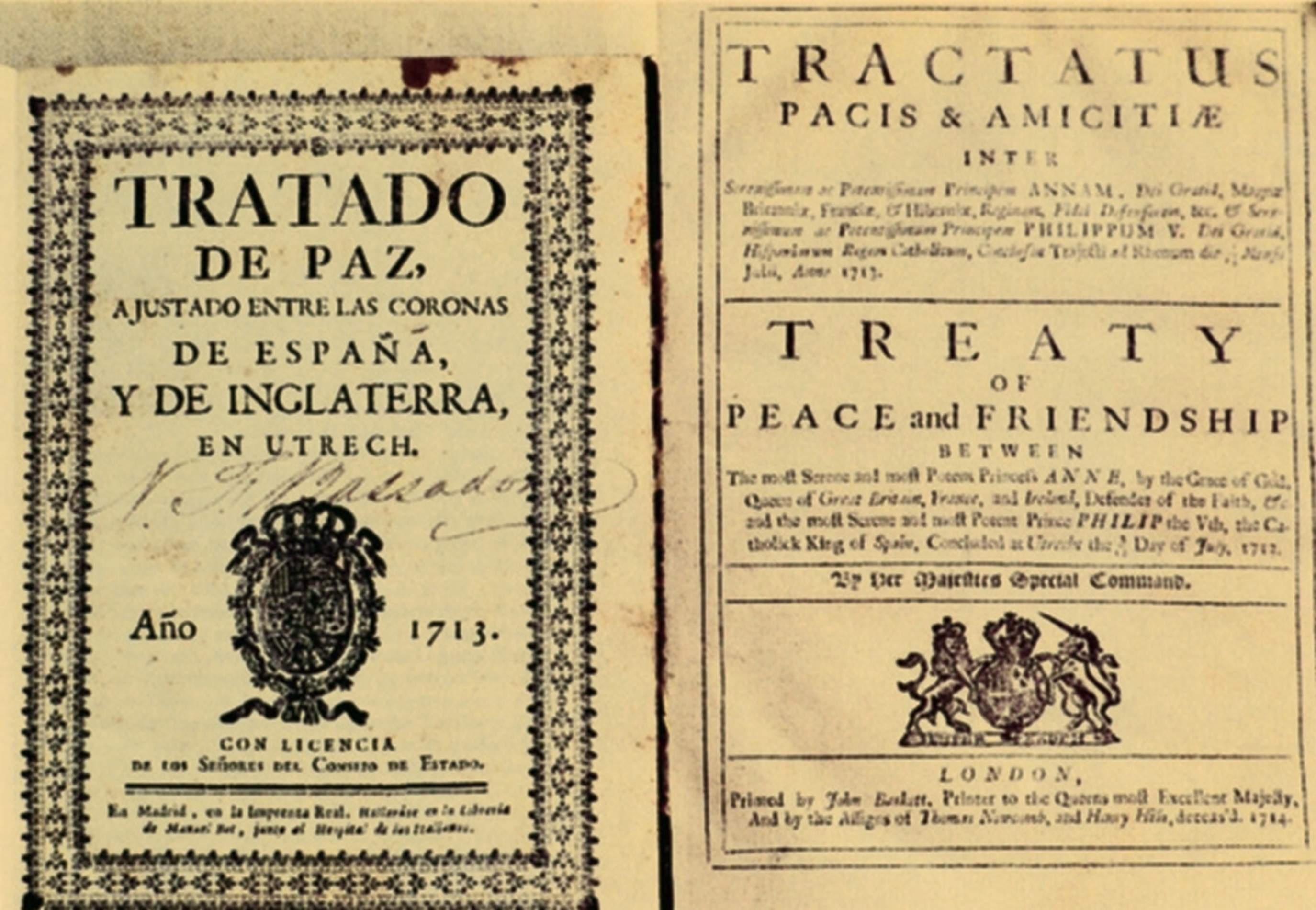 Tratado de Utrecht. Fuente Enciclopedia Catalana Tratado de Utrecht. Fuente Enciclopedia Catalana