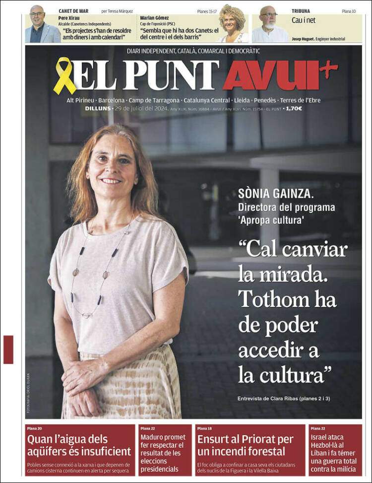 Portada 'El Punt Avui' Portada 'El Punt Avui'