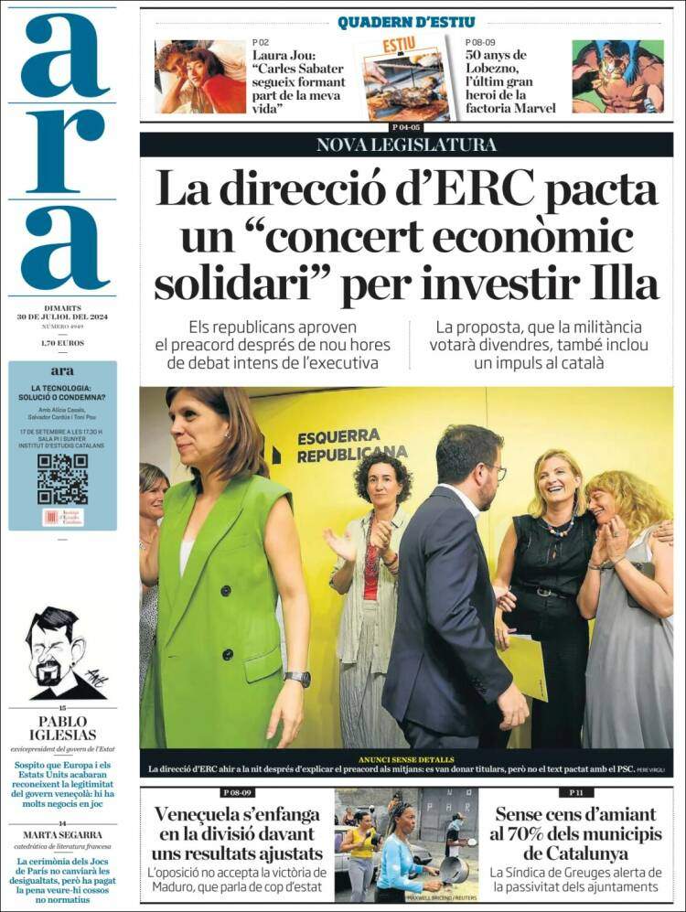 Portada 'Ara' Portada 'Ara'