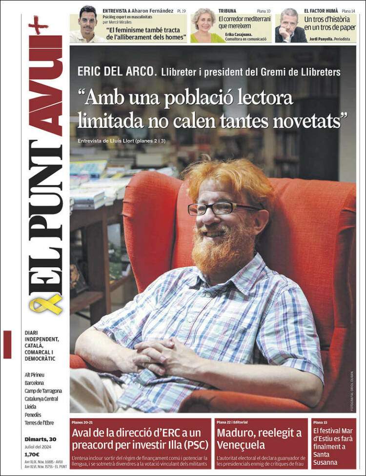 Portada 'El Punt Avui' Portada 'El Punt Avui'
