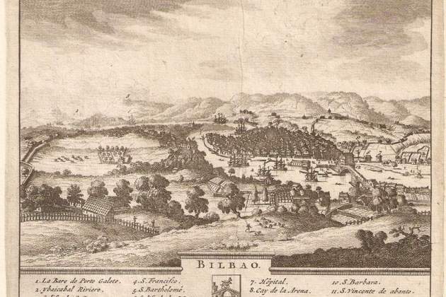 Grabado de Bilbao (siglo XVIII). Fuente Eusla Museoa Grabado de Bilbao (siglo XVIII). Fuente Eusla Museoa