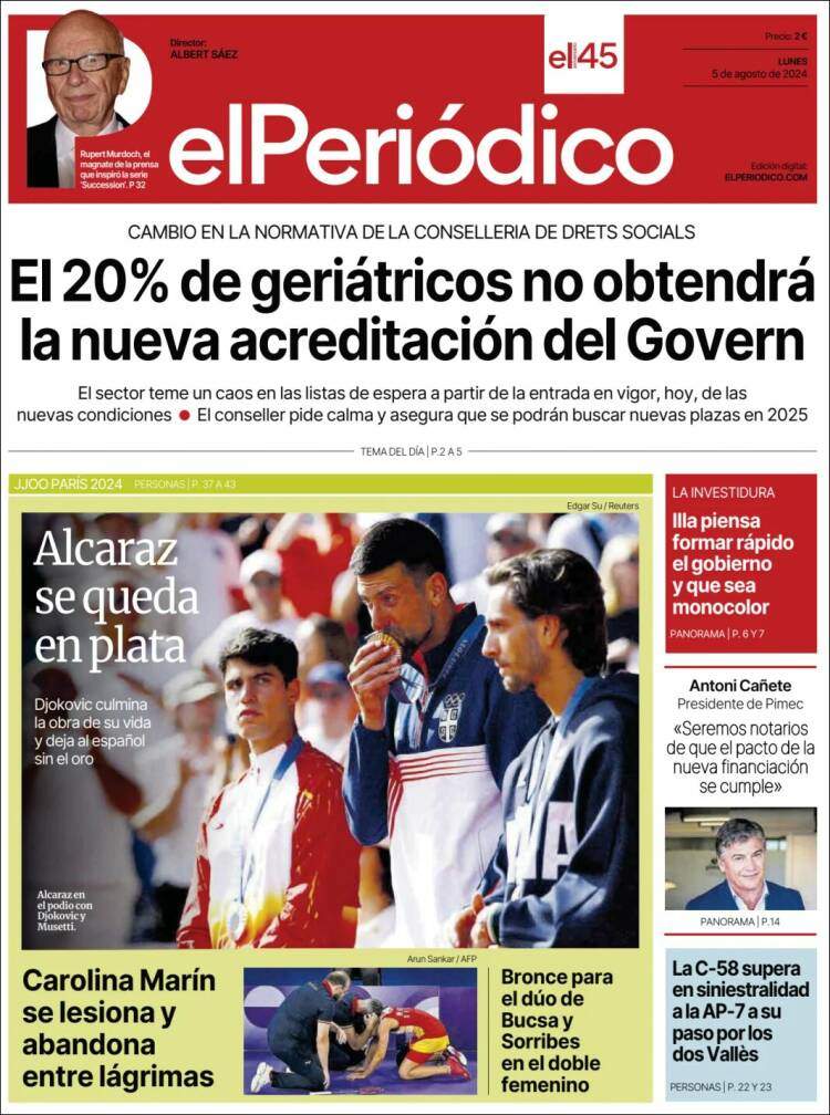 Portada 'El Periódico' Portada 'El Periódico'