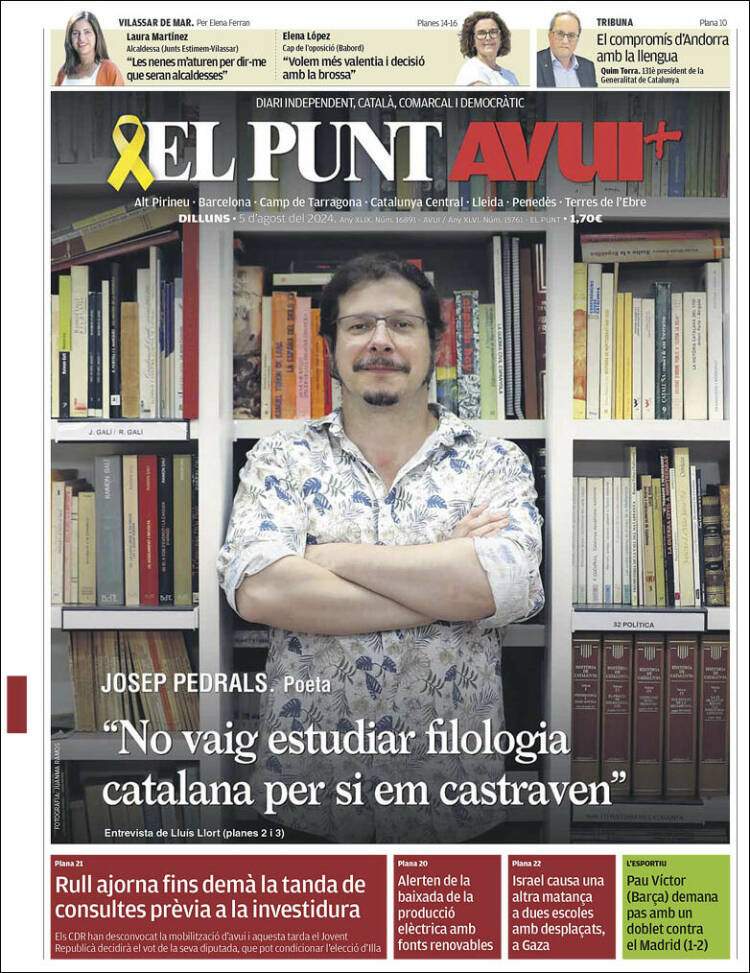 Portada 'El Punt Avui' Portada 'El Punt Avui'