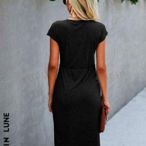 Vestit ajustat unicolor girante LUNE Vestit ajustat unicolor girante LUNE