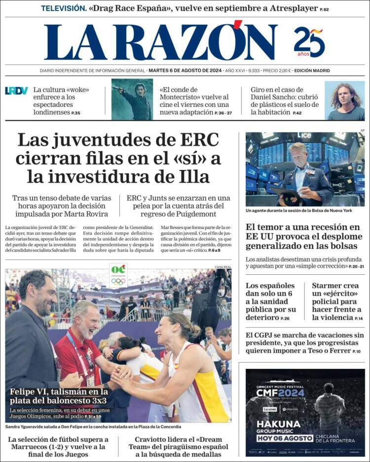 Portada 'La Razón' Portada 'La Razón'