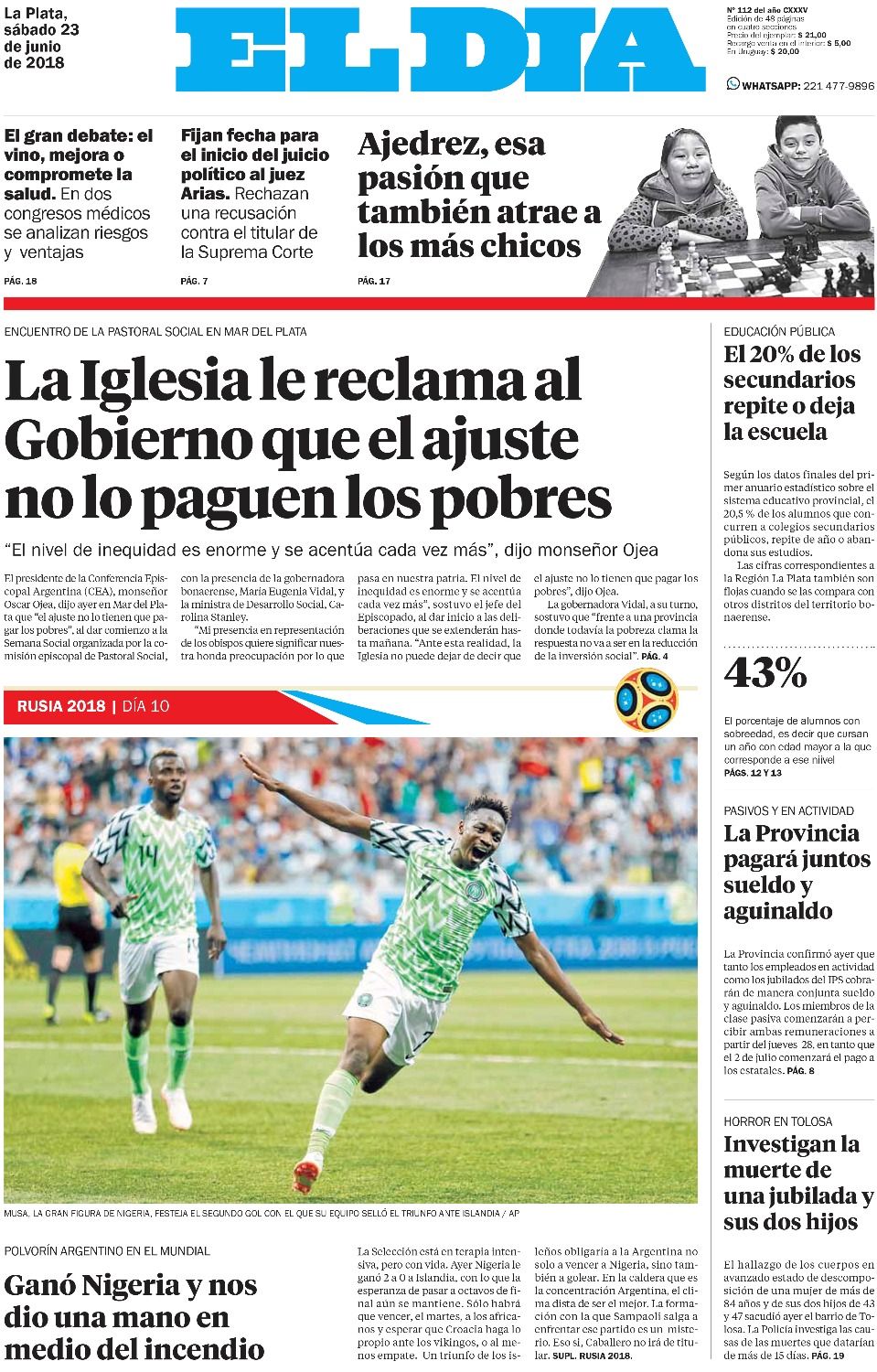 La prensa argentina cree en el "milagro": Nigeria"