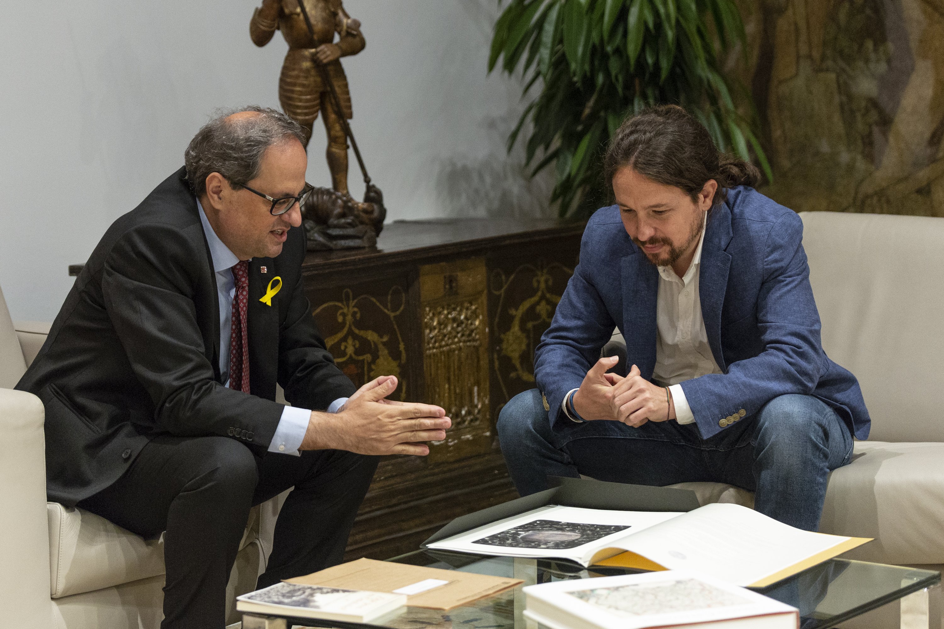Iglesias, a Torra: "Sólo sobre valores republicanos España y Catalunya podrán compartir Estado"