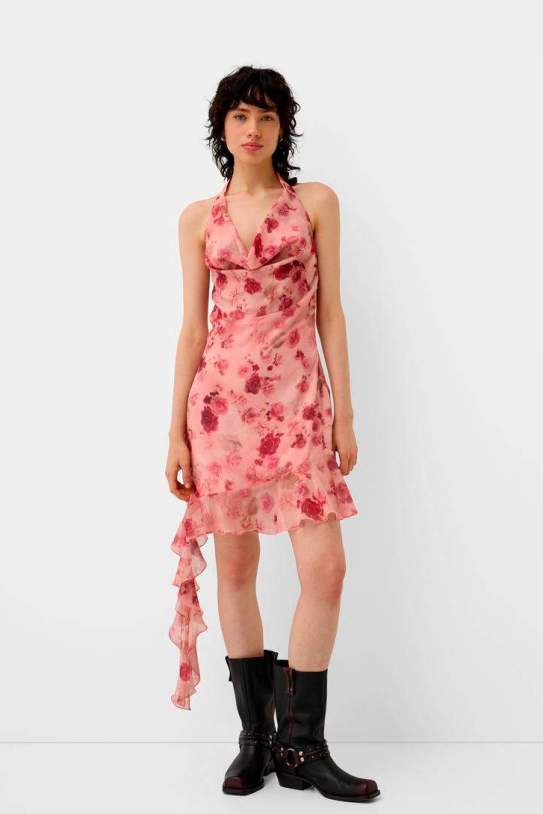 Vestit mini drapejat print1 Vestit mini drapejat print1