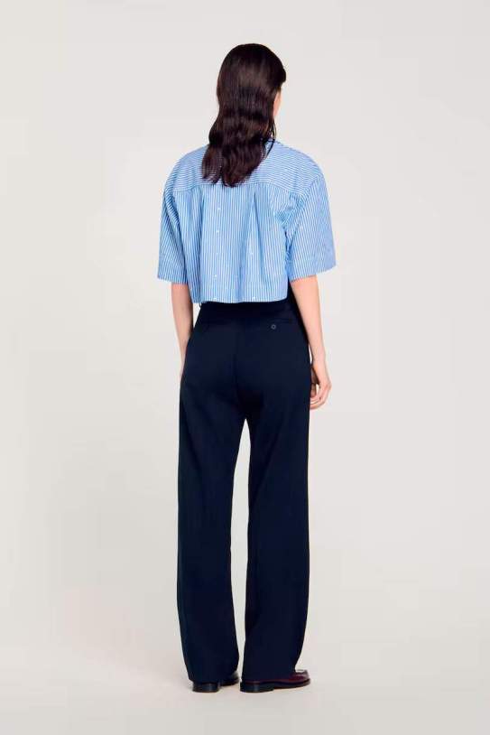 Pantalón recto de mujer con pinzas de tiro alto Sandro Pantalón recto de mujer con pinzas de tiro alto Sandro