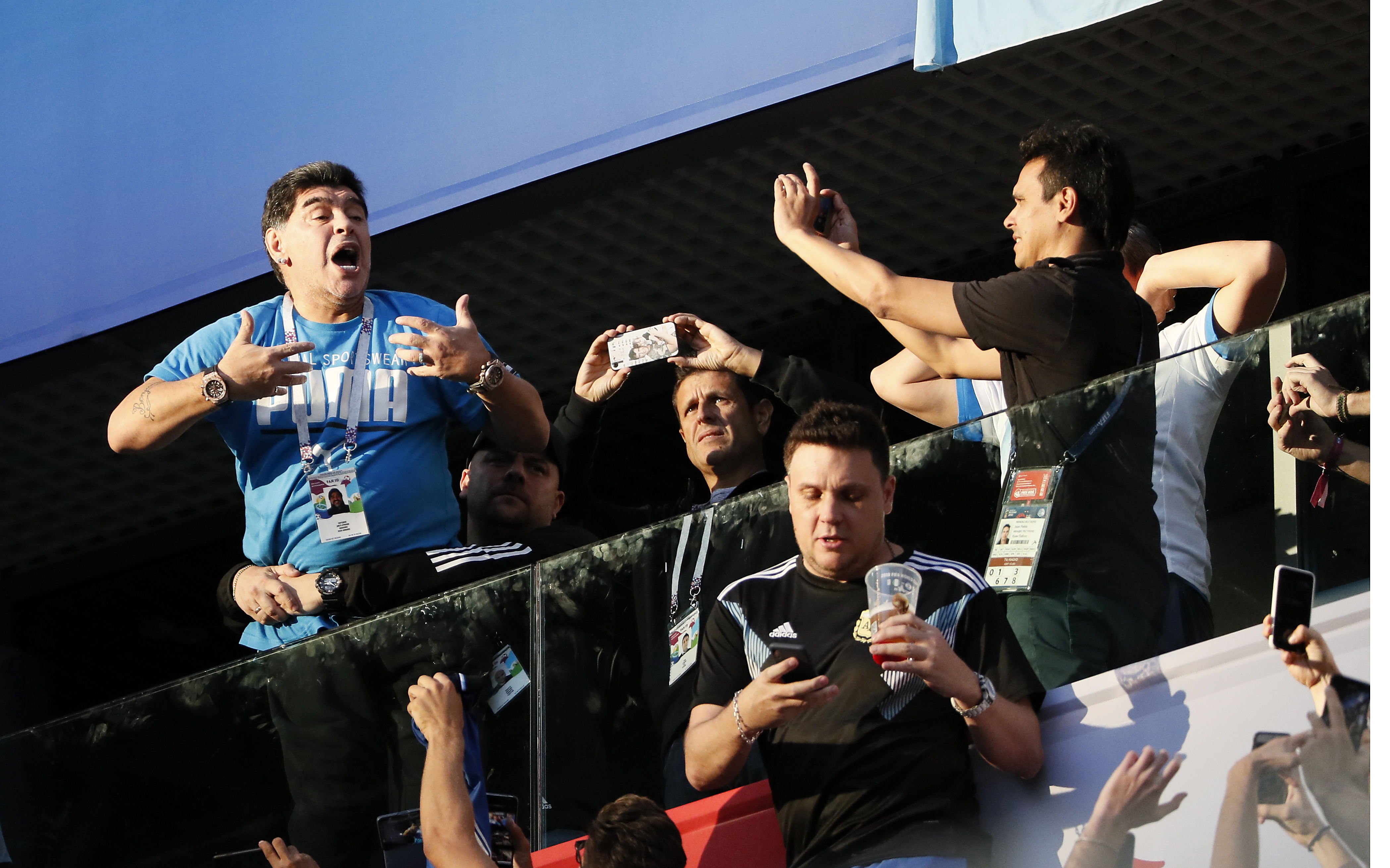 El gesto eufórico de Maradona con el gol de Argentina