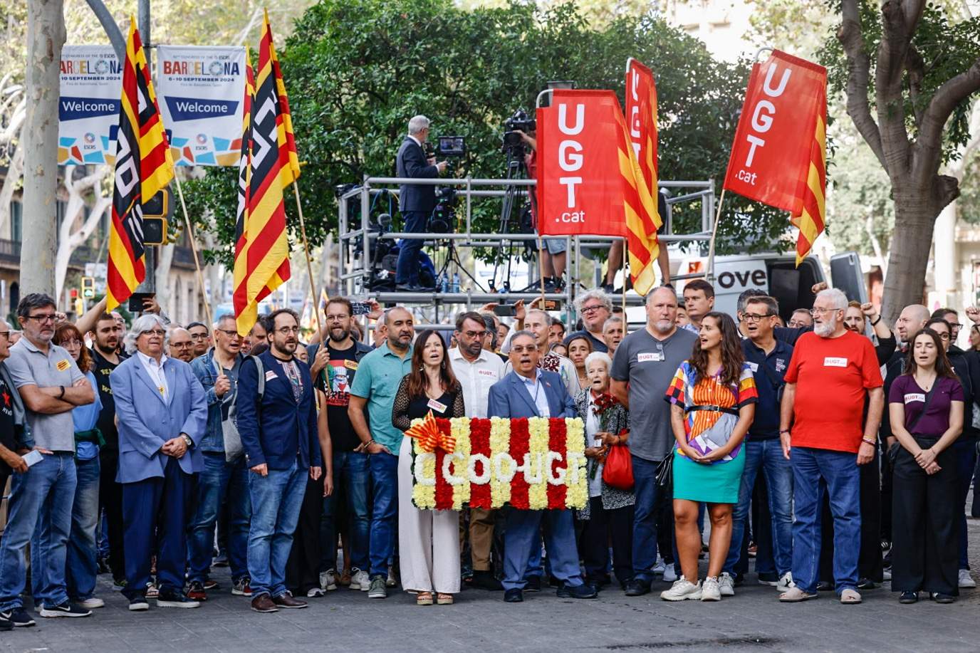 Diada 11S 2024 Ofrena Floral a Rafael Casanova CCOO UGT / Foto: Carlos Baglietto Diada 11S 2024 Ofrena Floral a Rafael Casanova CCOO UGT / Foto: Carlos Baglietto