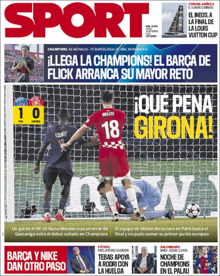 Sport Portada 19 09 2024 Sport Portada 19 09 2024