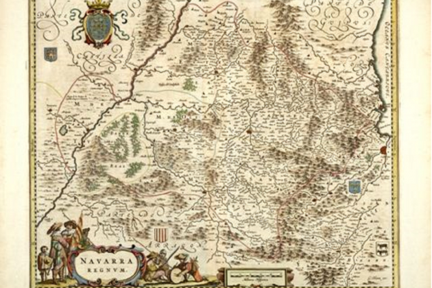 Mapa de Navarra (1640) obra del cartograf Jan Blaeu. Fuente Biblioteca Digital de Navarra