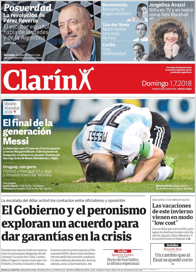 Clarín Portada 01 07 2018