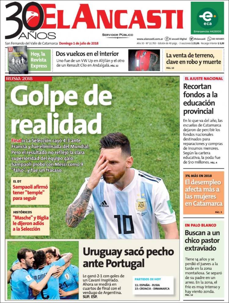 El Ancasti Portada 01 07 2018