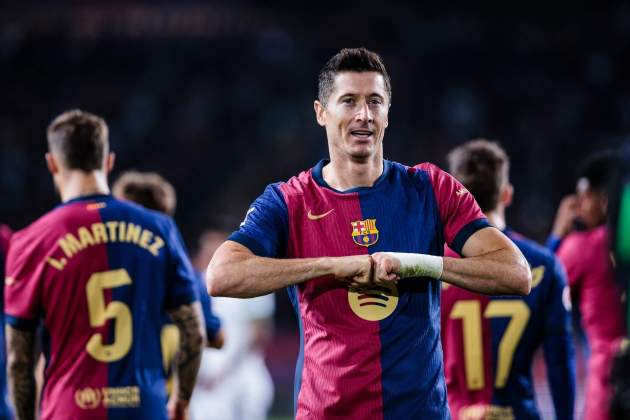 Lewandowski celebrando el primer gol del Barça-Getafe / Foto: Europa Press Lewandowski celebrando el primer gol del Barça-Getafe / Foto: Europa Press