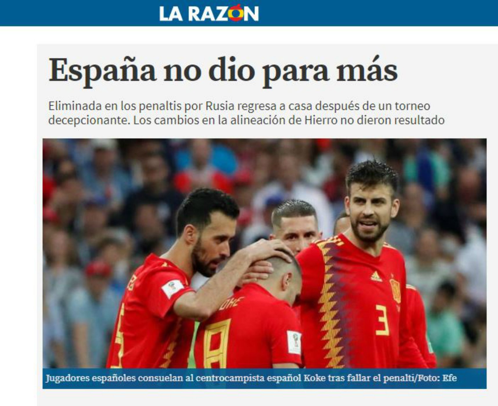 La prensa española, decepcionada con el adiós de La Roja