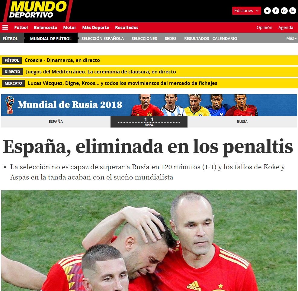 Mundo Deportivo espanya russia mundial 2018 captura pantalla