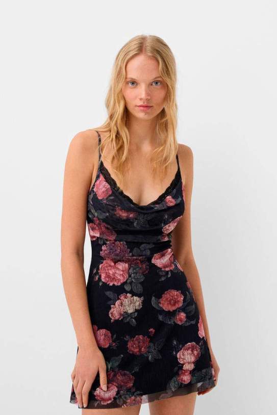 Vestido mini tirantes tul print1 Vestido mini tirantes tul print1