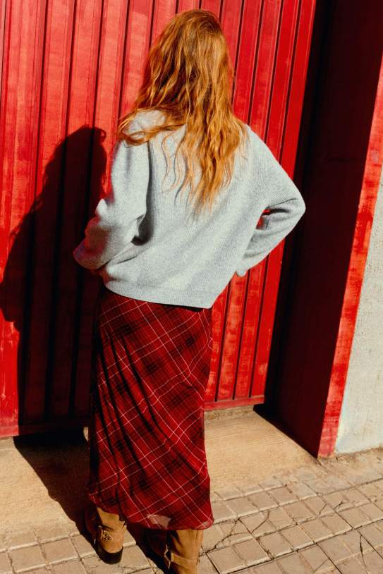 Falda midi tul cuadros Falda midi tul cuadros
