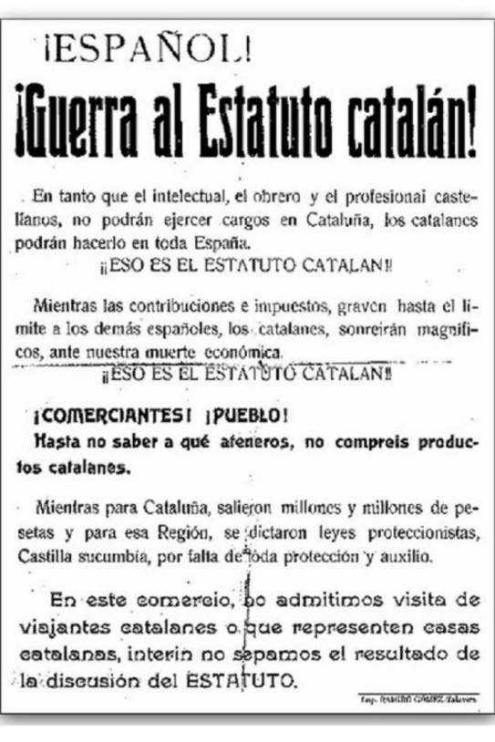 Pasquí contra l'Estatut de Catalunya. Font Arxiu d'ElNacional Pasquí contra l'Estatut de Catalunya. Font Arxiu d'ElNacional