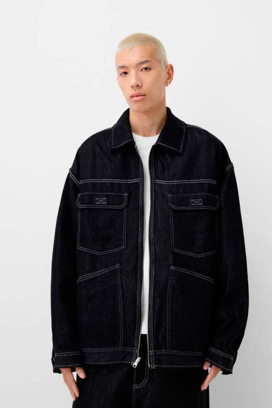 Cazadora denim contraste reversible1 Cazadora denim contraste reversible1