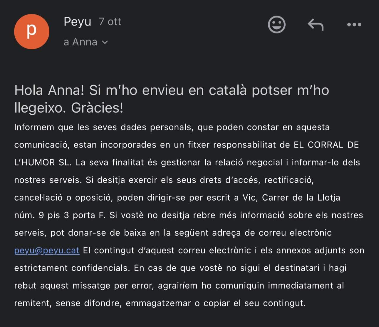 Resposta d'en Peyu Resposta d'en Peyu