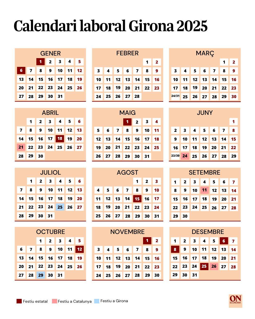 Calendari laboral Girona 2025 BO Calendari laboral Girona 2025 BO