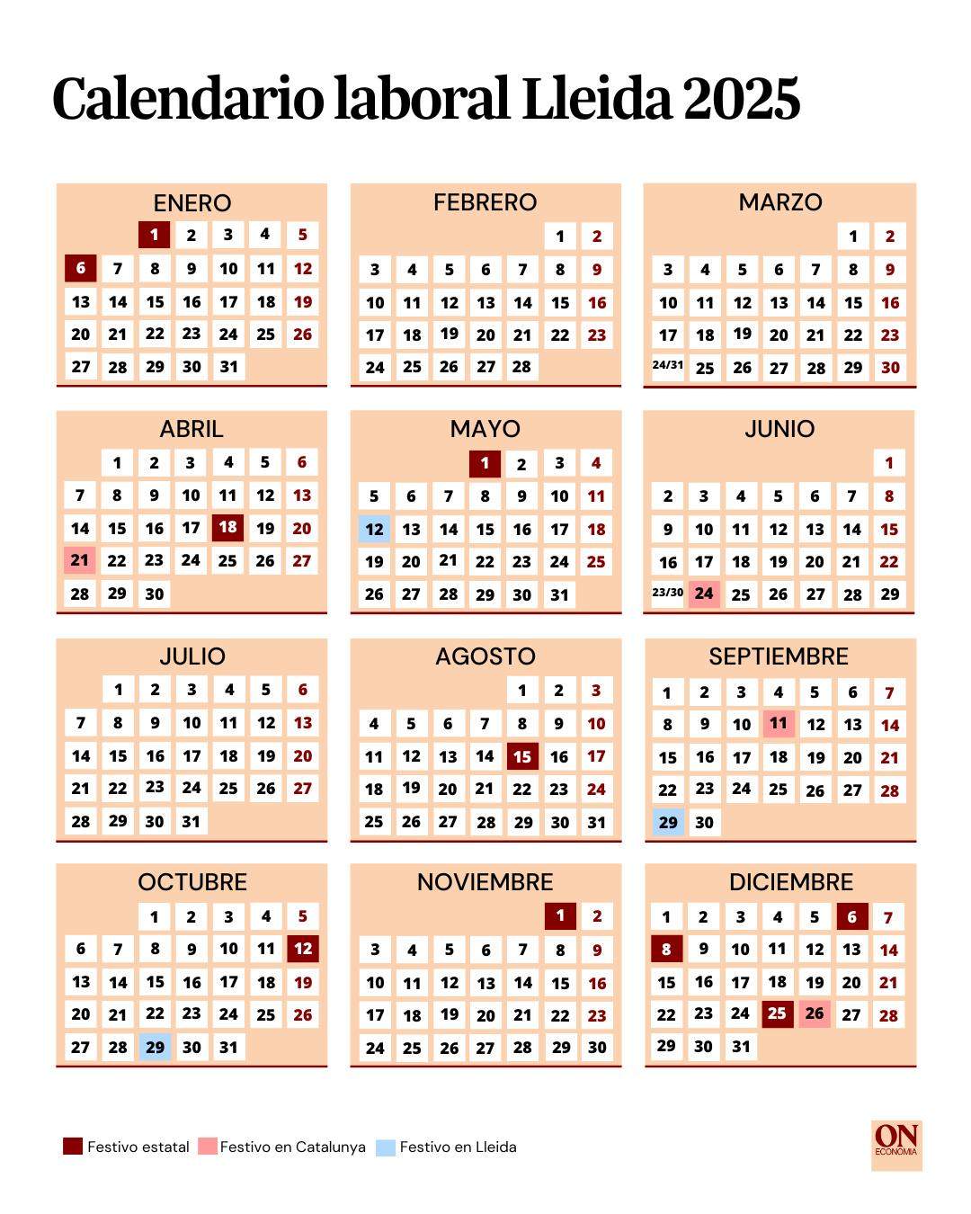 Calendario laboral Lleida 2025 Calendario laboral Lleida 2025