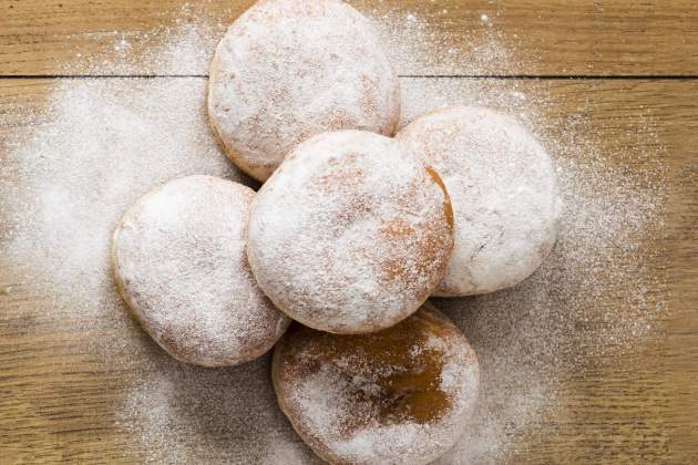 top view donuts with powdered sugar top top view donuts with powdered sugar top