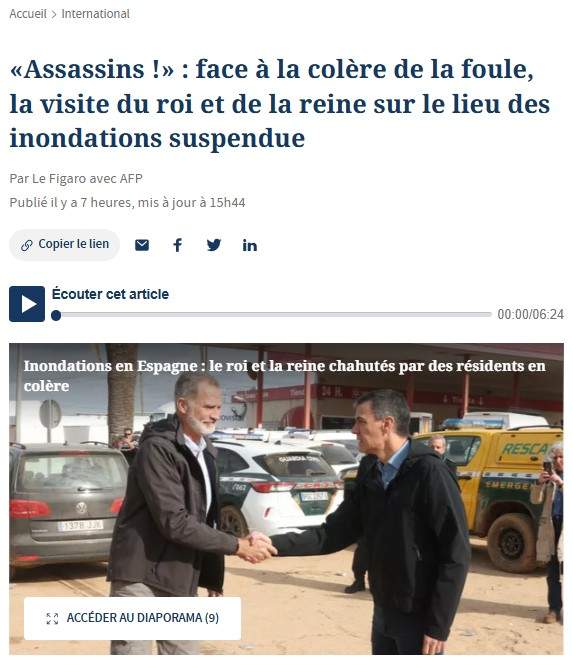 Le Figaro visita rey Felipe VI Paiporta, Pais Valencia Le Figaro visita rey Felipe VI Paiporta, Pais Valencia