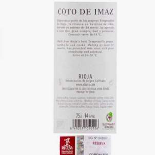 Vino tinto D.O Rioja Coto de Imaz reserva Vino tinto D.O Rioja Coto de Imaz reserva