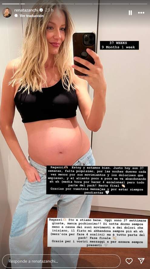 Renata Zanchi de 37 setmanes, Instagram Renata Zanchi de 37 setmanes, Instagram