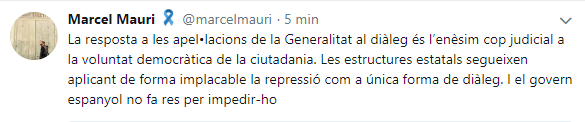 tweet mauri suspensió diputats llarena