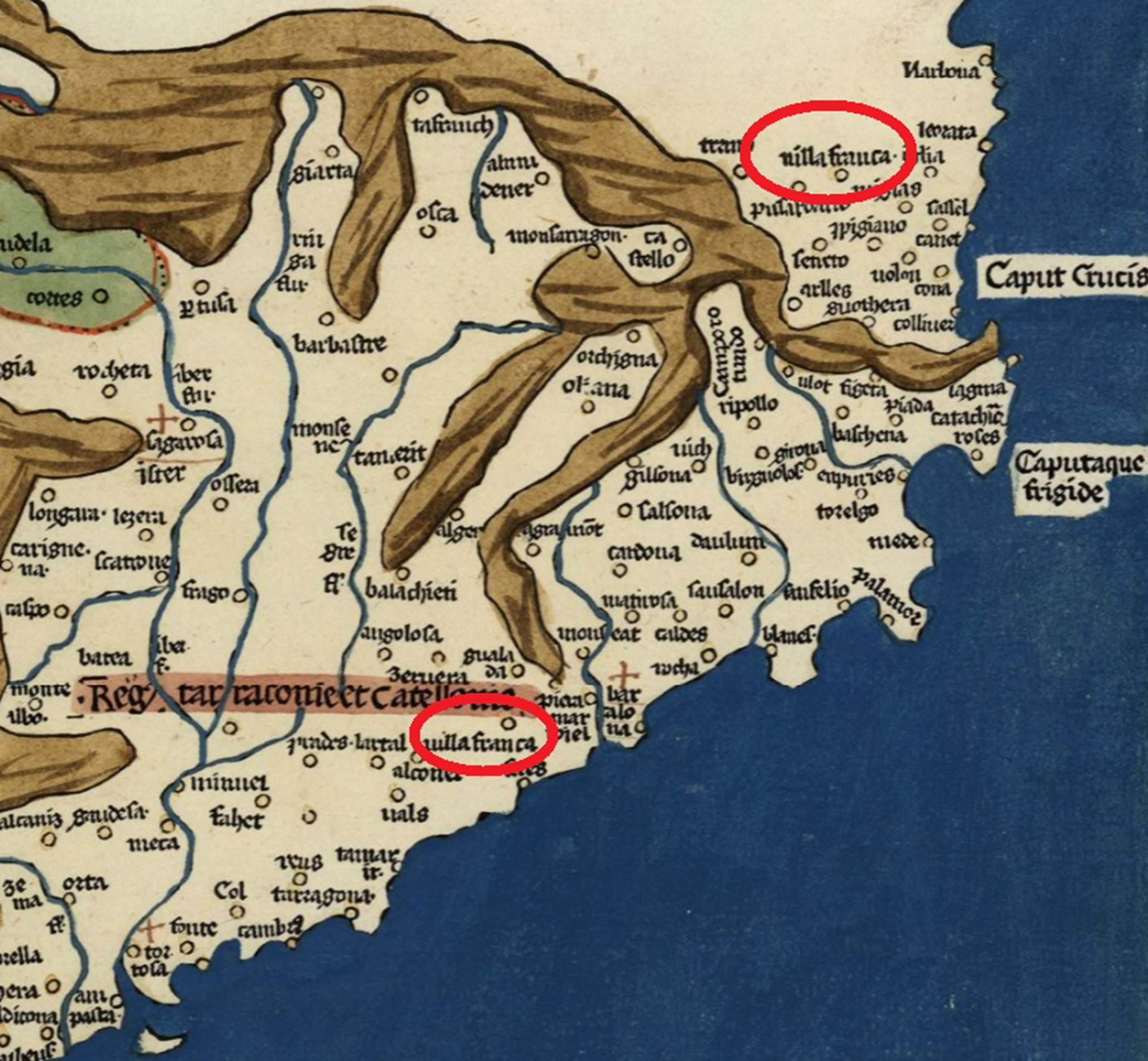 Fragmento Mapa de la Península (1479). Fuente Instituto Cartografic de Catalunya Fragmento Mapa de la Península (1479). Fuente Instituto Cartografic de Catalunya