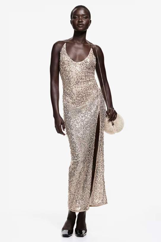 Vestido de rejilla con lentejuelas1